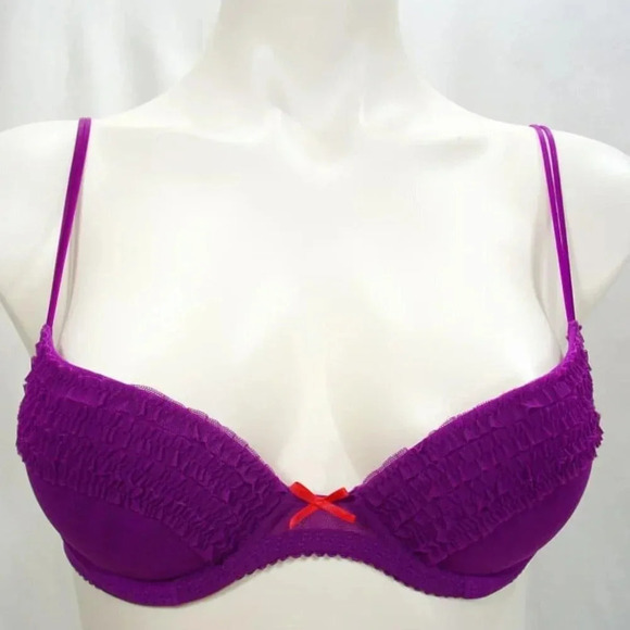 Cosabella Amore 254-6085 Ruffled Trim Push Up Underwire 32B Purple  Excellent Pr - Picture 1 of 4